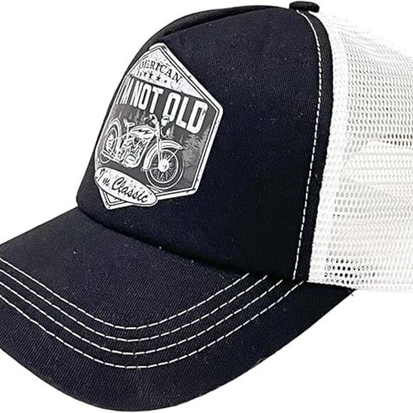 Funny Biker Trucker Hat I’m Not Old I’m Classic Motorcycle Baseball Cap Black Wh - Picture 2 of 3